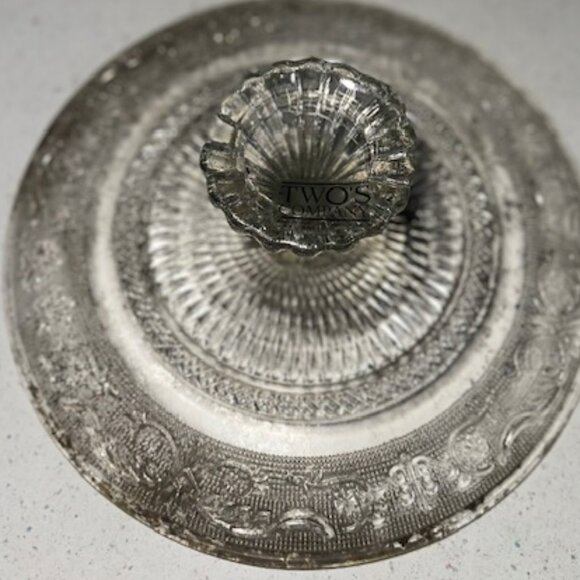 Faded Mercury Glass Cake Stand Two's Company 12.5 by 12.5 inch - Picture 2 of 8